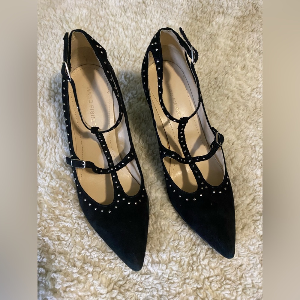 Marc Fisher Strappy Suede Heels with Studs Sz 7.5
